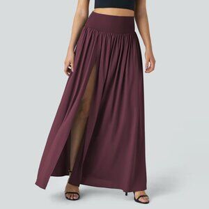 Halara Breezeful High Waisted Split 2-in-1 Quick Dry Maxi Skirt XS Amaranth
